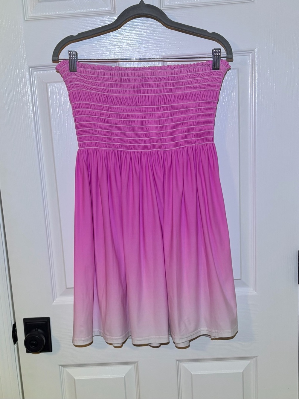 Mandee Pink Ombre Smocked Strapless Mini Sundress or Tunic Top.  Size Large